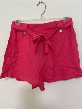 New Look Hot Pink Tie-Waist Cotton Shorts